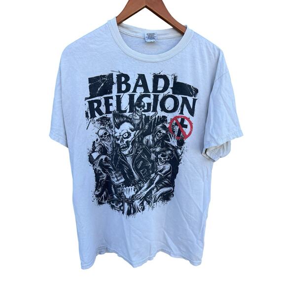 Bad Religion Mosh Skull Punk Rock Band Size LARGE White Tour Shirt 2011 - Picture 6 of 6